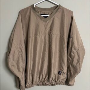 FootJoy Golf Solid Tan Long Sleeve Pullover V Neck Jacket Mens Size Medium Shirt